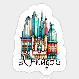 Vibrant Chicago Theater Graphic Tee | Gift for Chicago Lover | Light Sticker